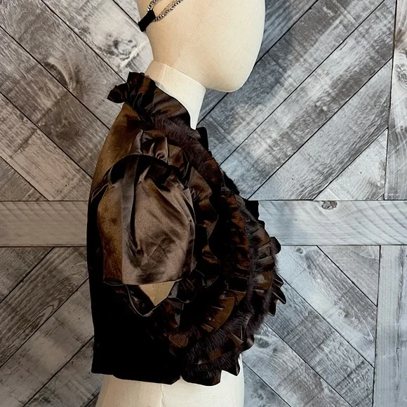 LUCY PARIS Lucy & Co. Chocolate Brown and Fur Shrug SIZE L - Picture 6 of 10